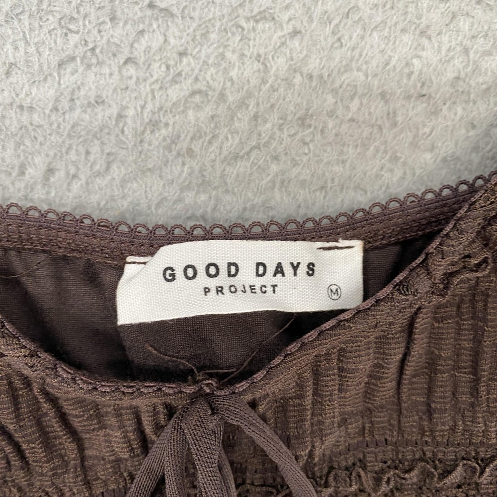 Good Days Project Tank Top Womens M Y2K Brown V Neck Whimsigoth Lace Ruffle Cami - Picture 5 of 13
